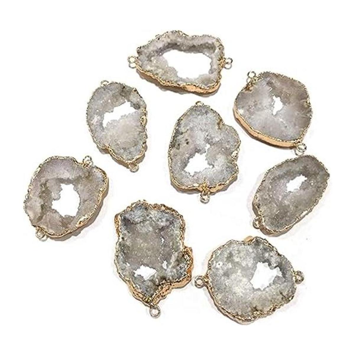 Conectores Druzy de cristal de ágata natural con cristales