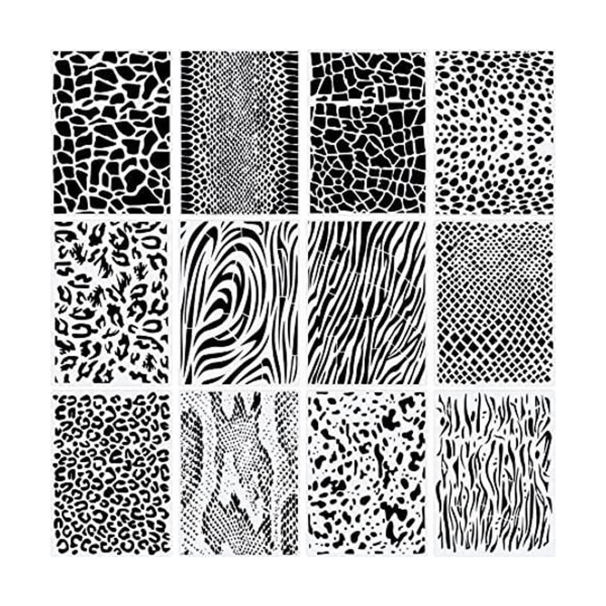 12 plantillas de pintura de leopardo plantillas de