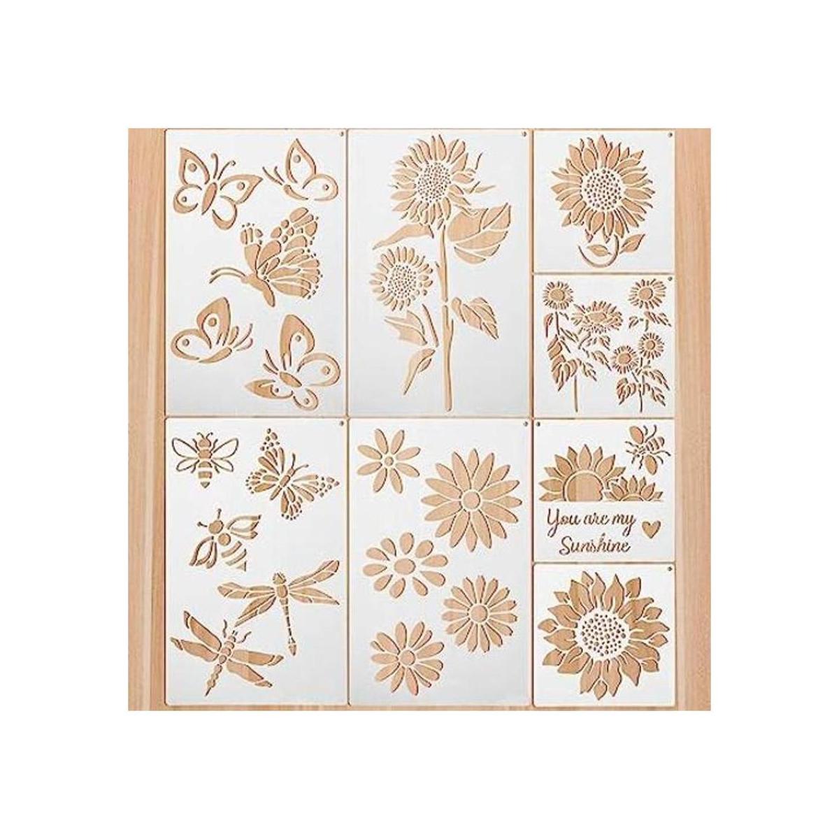 8 plantillas de pintura de mariposas de girasol para