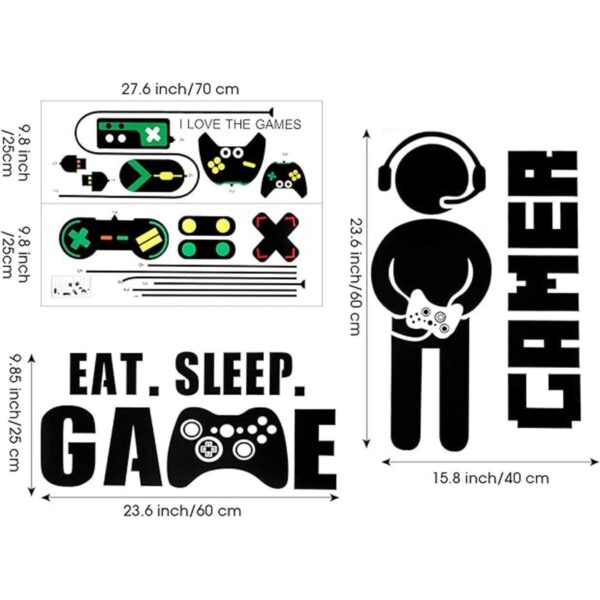 3 hojas de pegatinas de pared de videojuegos vinilo para