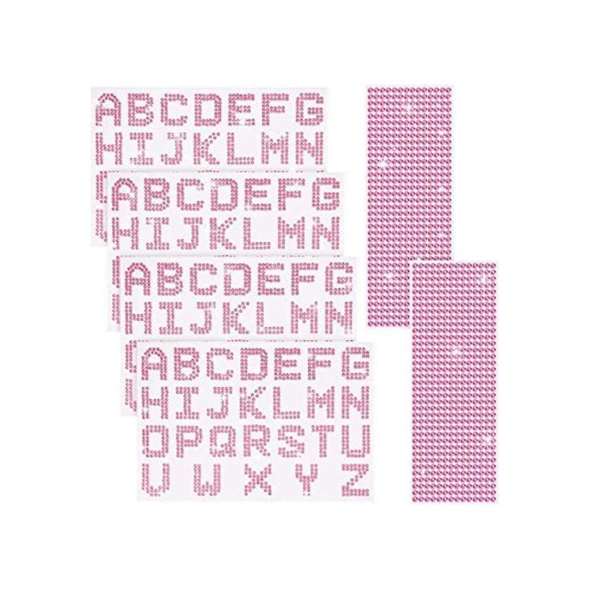 6 hojas de calcomanías de letras con purpurina y diamantes