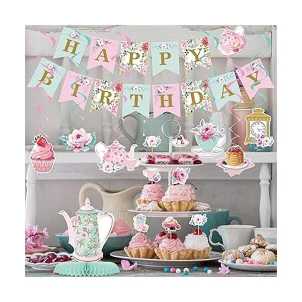 40 piezas de decoración floral para fiesta de té