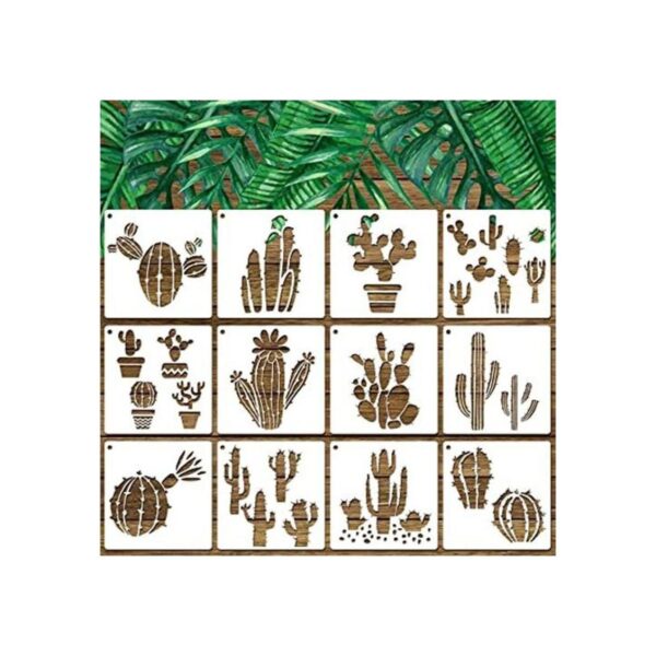 12 plantillas de cactus tropicales de arte de cactus de