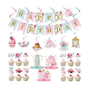 40 piezas de decoración floral para fiesta de té