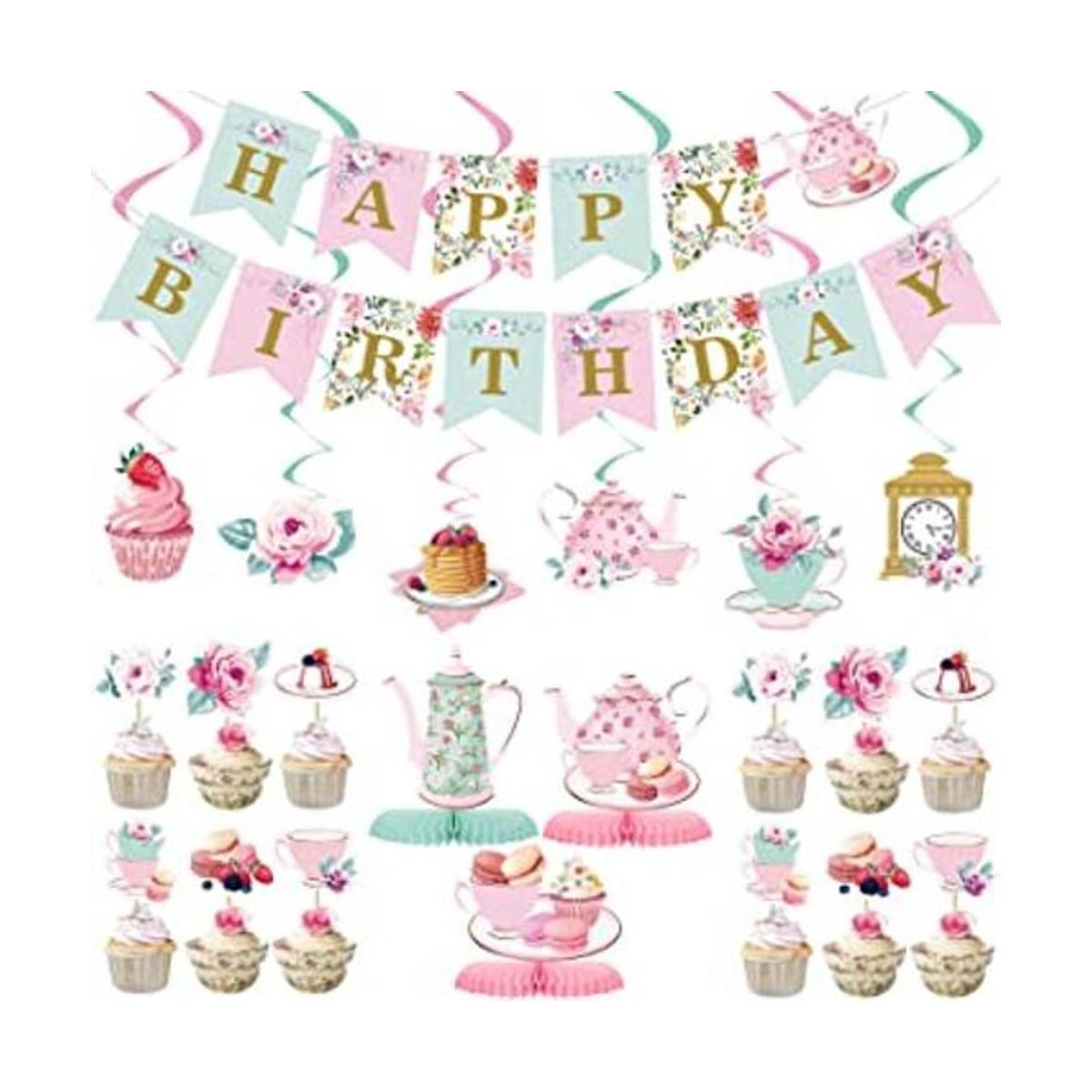 40 piezas de decoración floral para fiesta de té