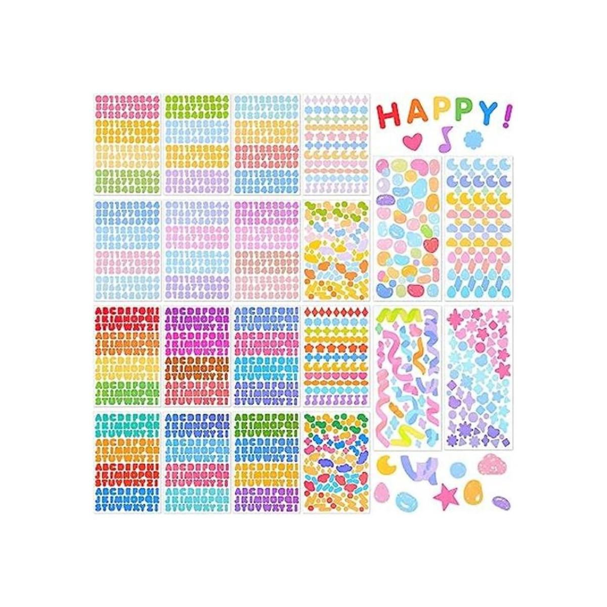 20 hojas de calcomanías coloridas con números del