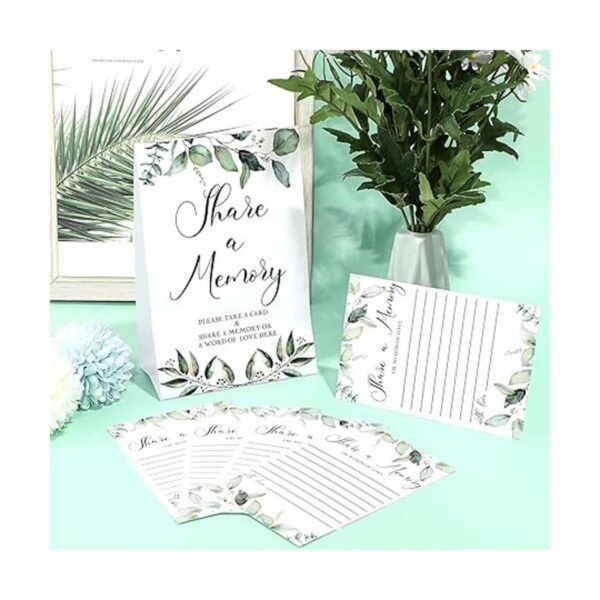 50 tarjetas de memoria de eucalipto verde para compartir
