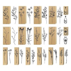 16 sellos de goma de madera para flores y plantas sellos