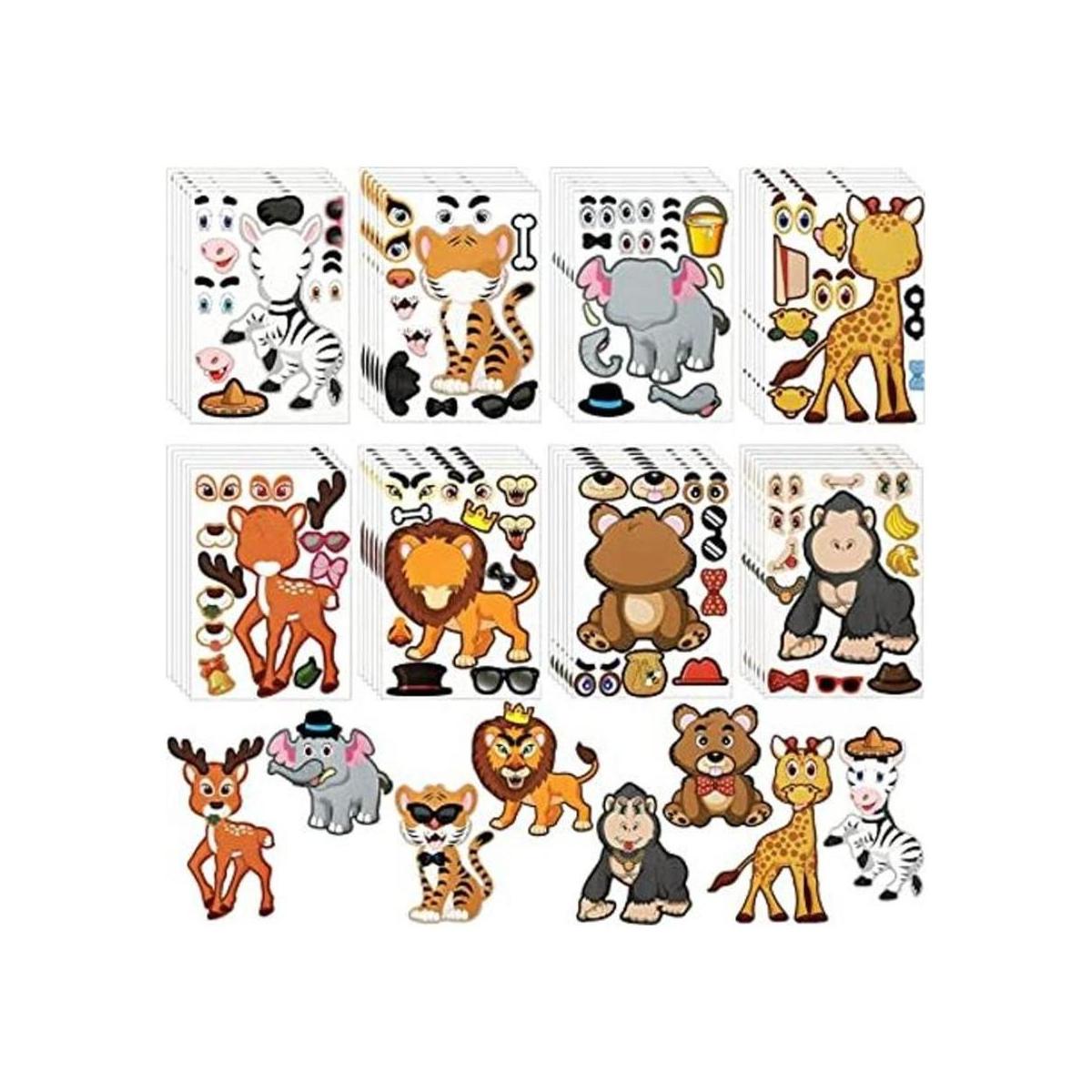 48 hojas de calcomanías de animales de safari para hacer