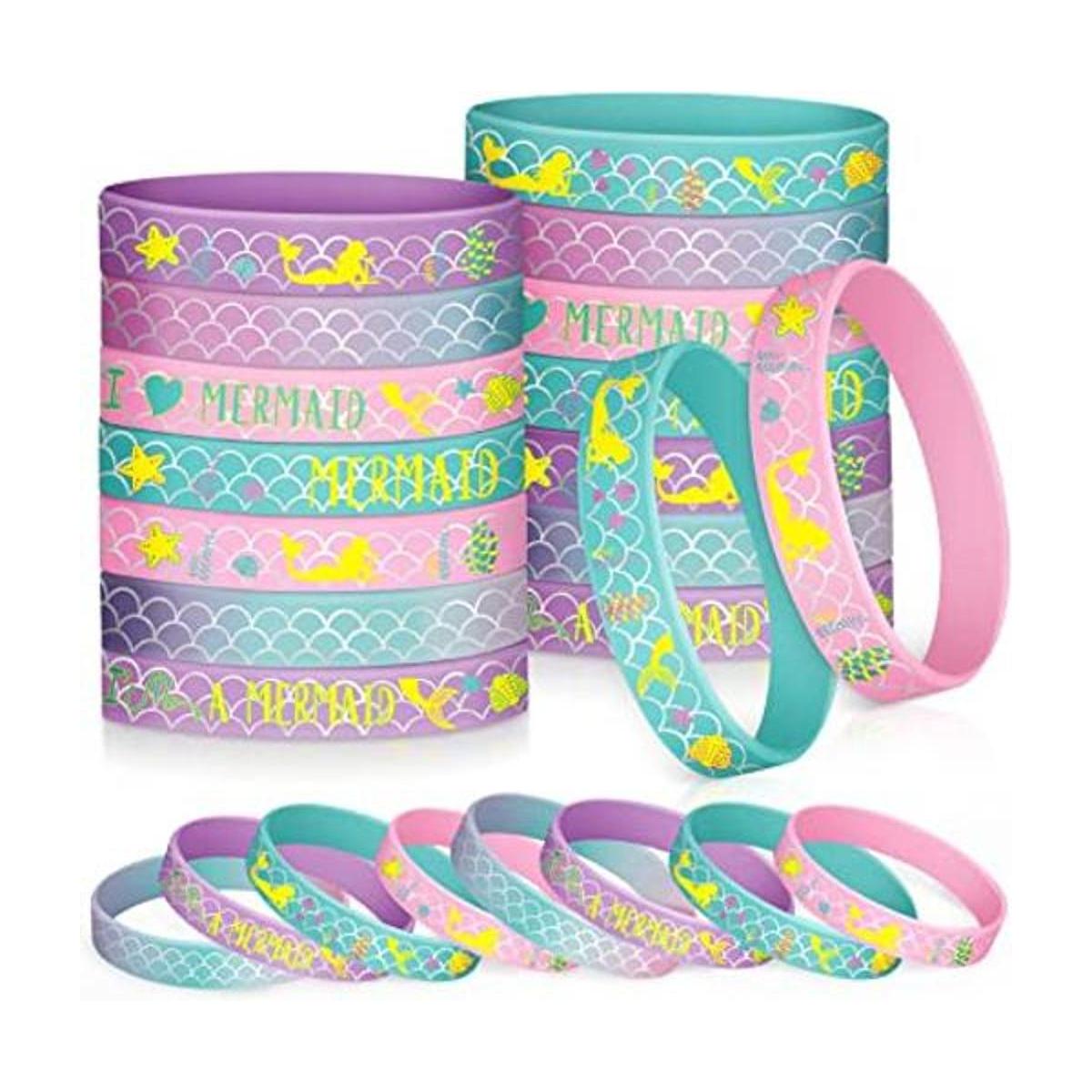 Paquete de 24 pulseras de silicona de sirena pulseras de