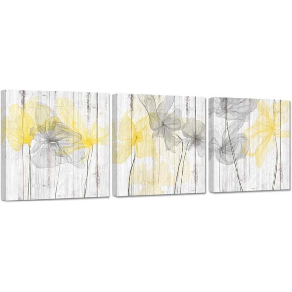 Zlove 3 piezas de decoración de pared de baño amarillo y_1