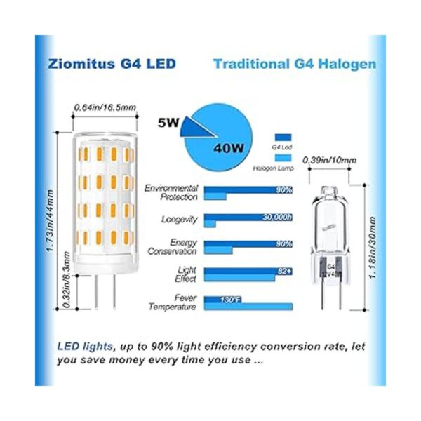 Bombillas LED Ziomitus G4 de 5 W reemplazan 40 W_3