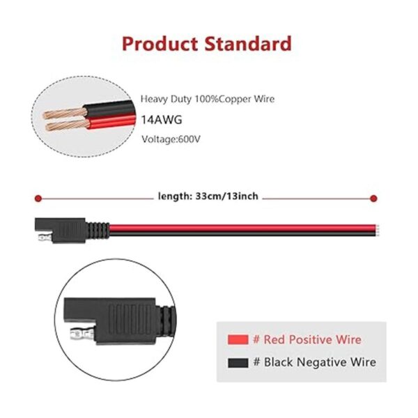 Zimuqi 2 cables de extensión SAE de 14 AWG de 13 pulgadas_2