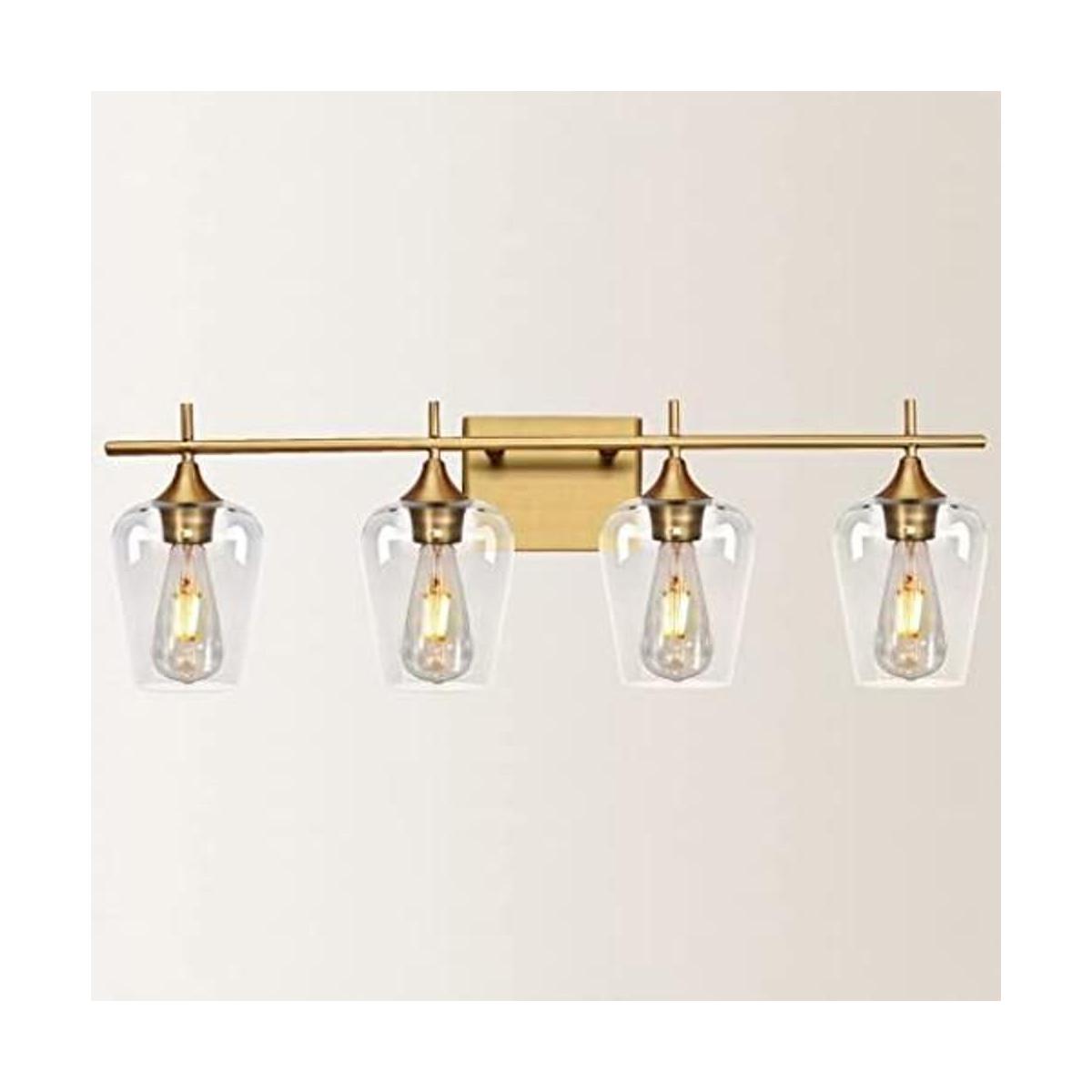 Zicbol Lámpara de baño de 4 luces luz de pared dorada de