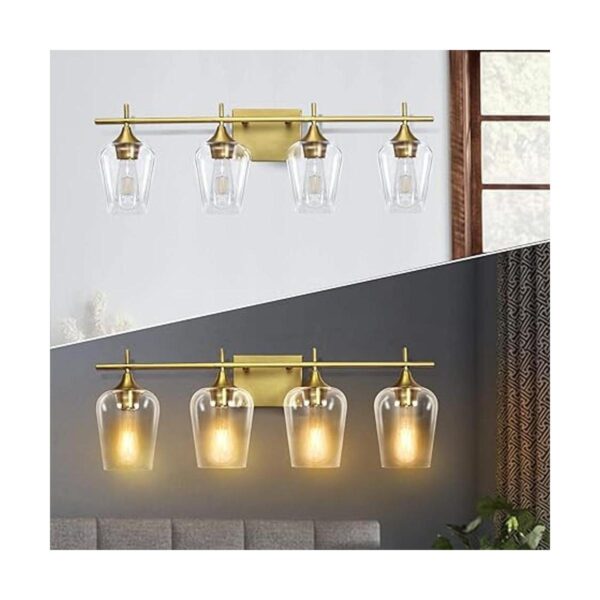 Zicbol Lámpara de baño de 4 luces luz de pared dorada de_2