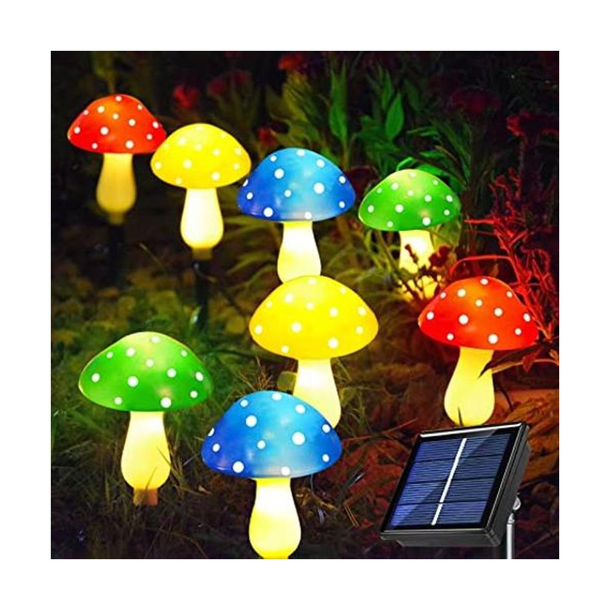 Paquete de 8 luces solares de hongos para decoración de