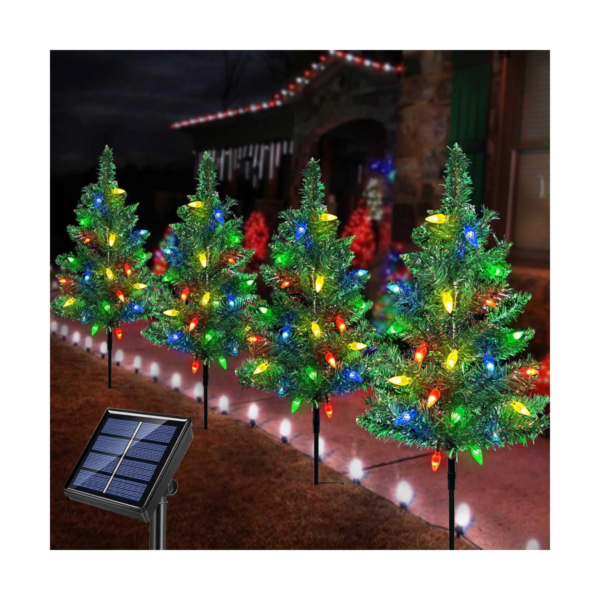 Windpnn Paquete de 4 luces solares de estaca de jardín de_1