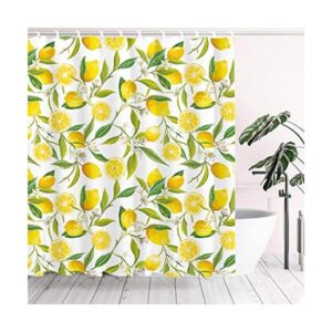 Tititex Juego de cortinas de ducha de limón amarillo tela