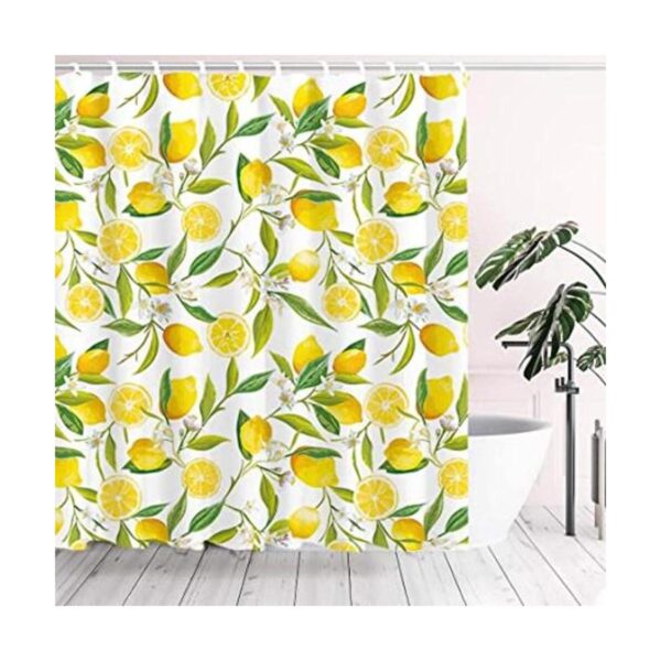 Tititex Juego de cortinas de ducha de limón amarillo tela