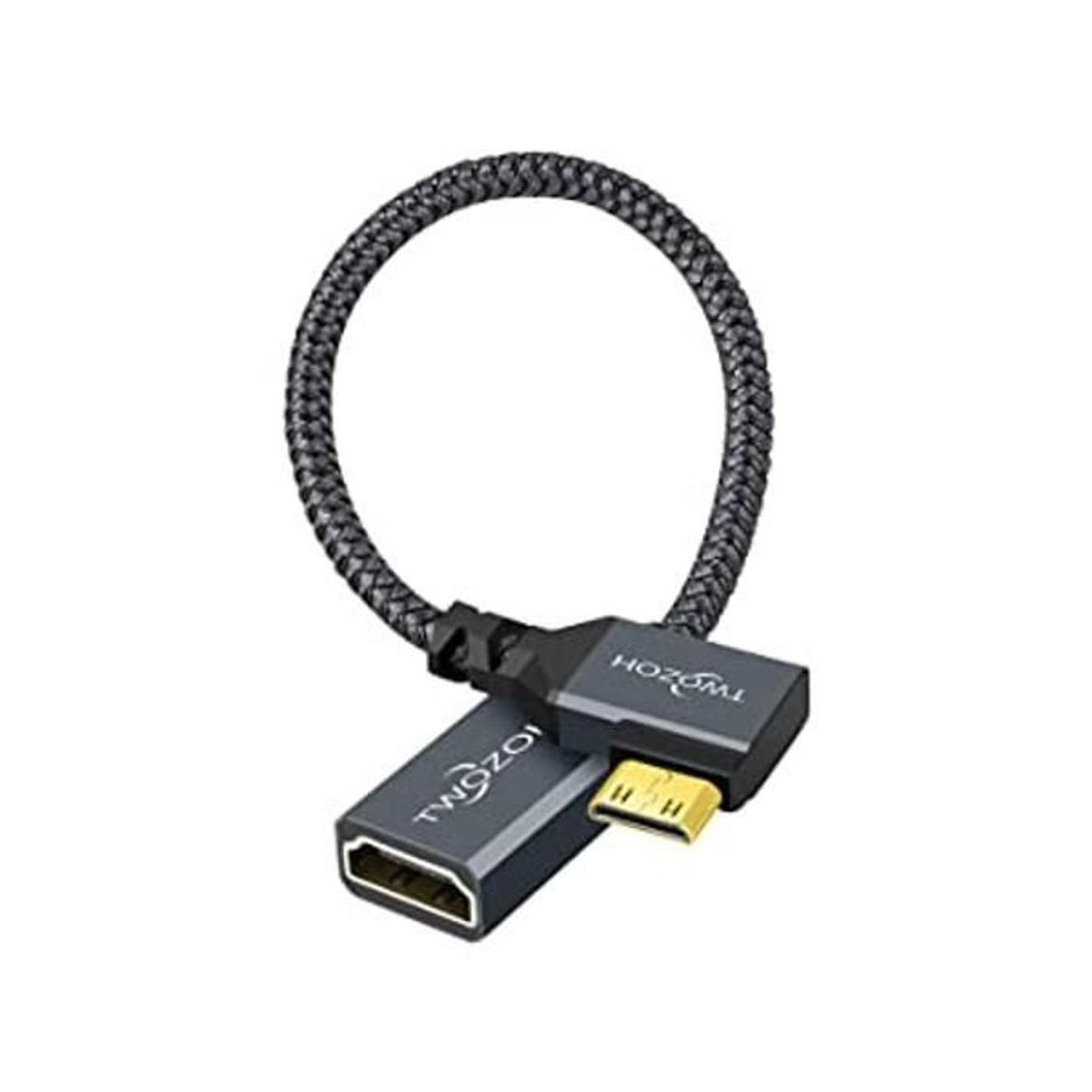 Twozoh Cable mini HDMI macho a HDMI hembra de ángulo