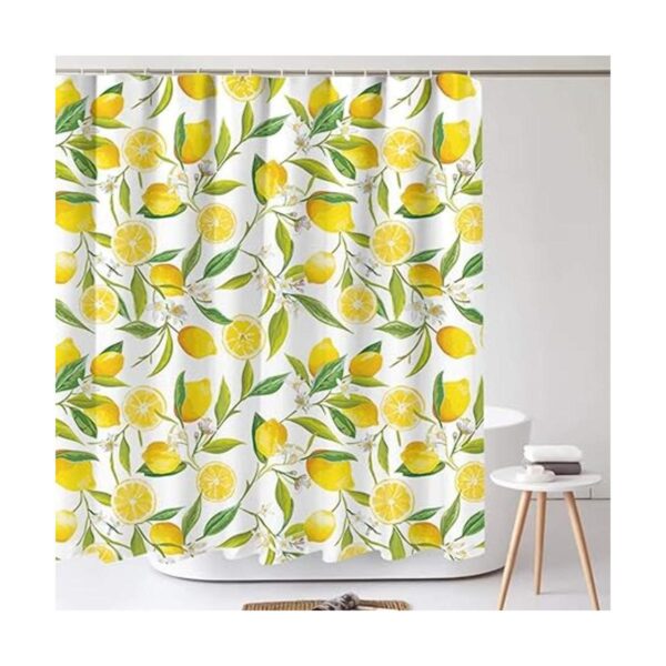 Tititex Juego de cortinas de ducha de limón amarillo tela