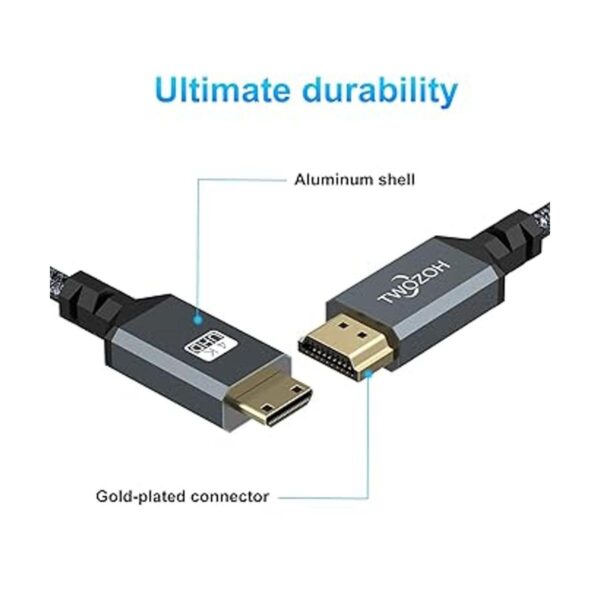 Twozoh Cable mini HDMI a HDMI de 1 pie cable trenzado_2