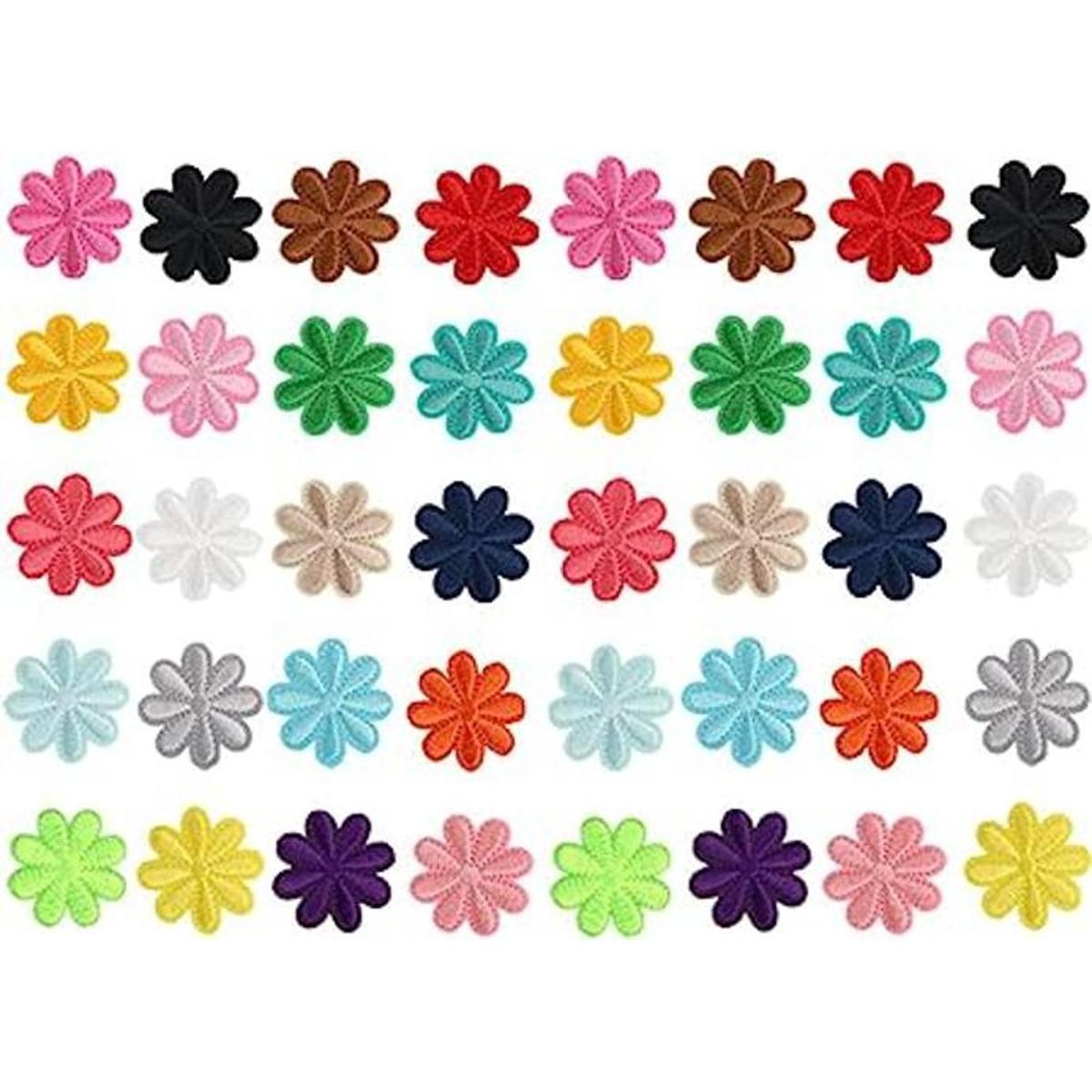 Paquete de 40 parches de flores para planchar con