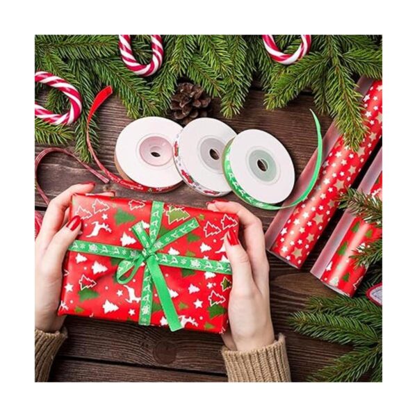 12 rollos de cinta de Navidad de 120 yardas de 38