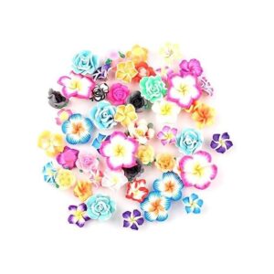 Paquete de 50 abalorios de resina de flores tropicales