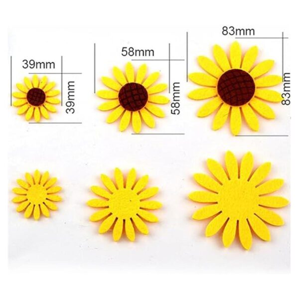 Surtido de 3 tamaños 30 piezas de fieltro de girasoles