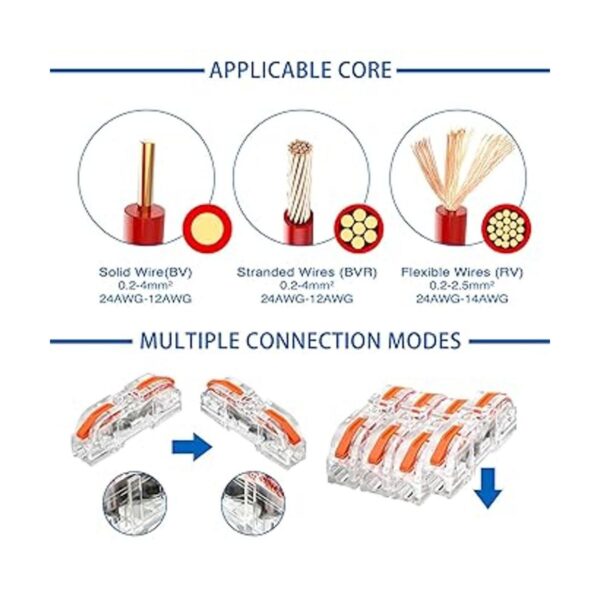 100 conectores de cable de 1 a 1 conector de cable en