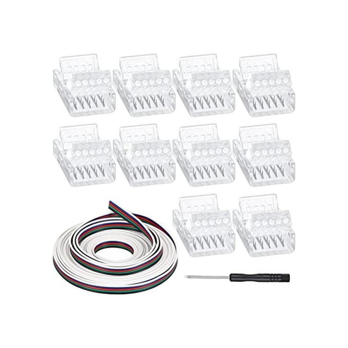 Juego de 10 conectores de tira LED RGBW de 5 pines de
