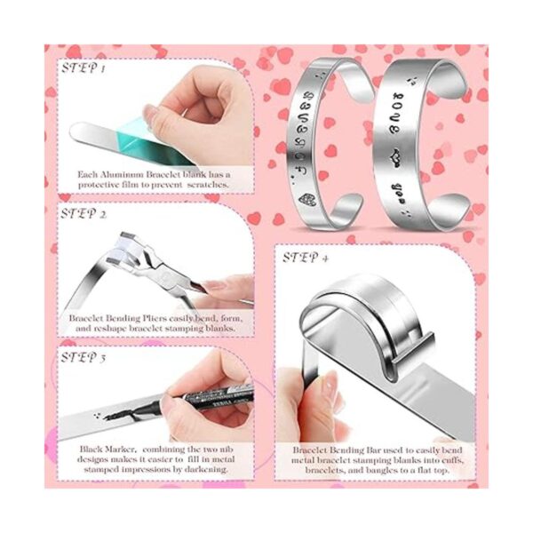 Juego de 19 piezas de metal para estampado de pulsera en