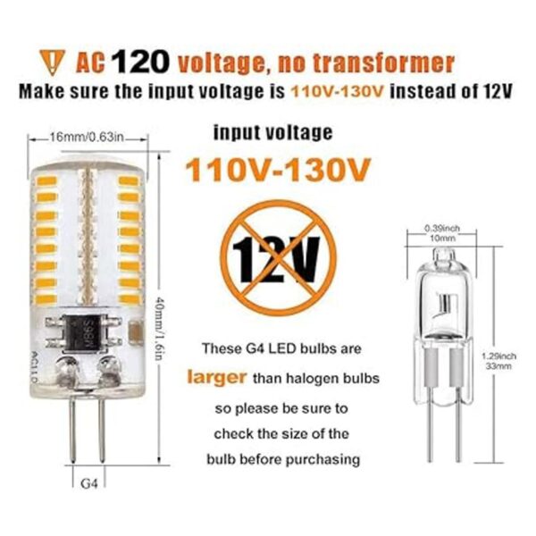 10 unidades G4 Bombilla LED regulable 120 V 110 V 130 V