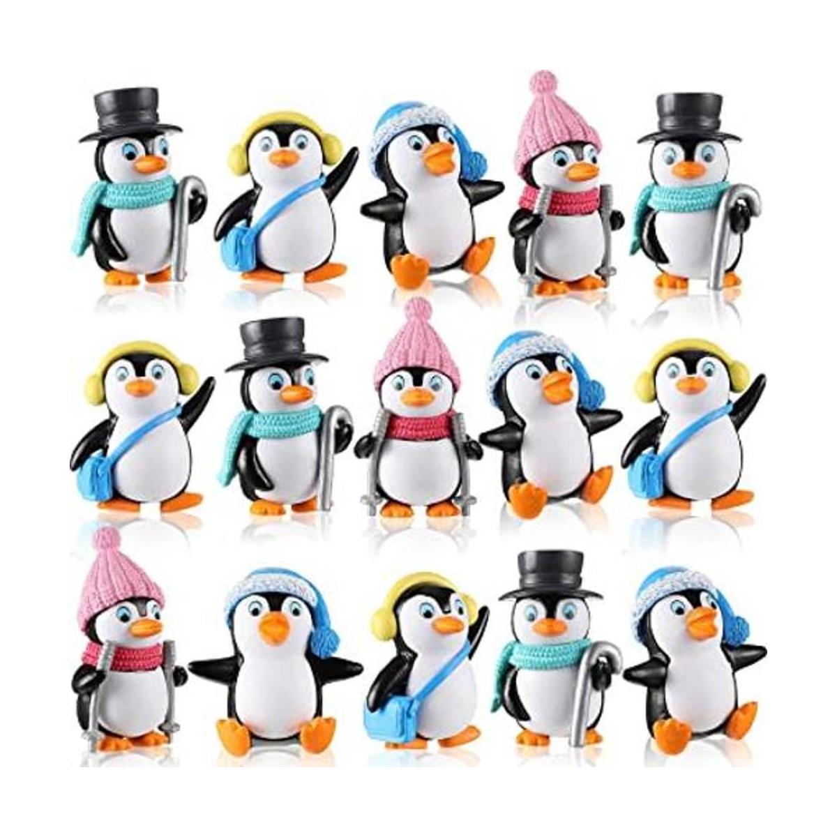 Bonitos personajes de pingino colección de figuras de