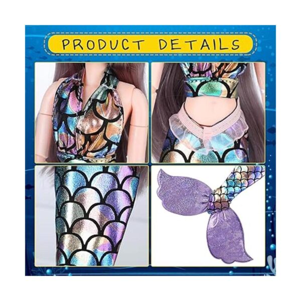 Juego de 3 accesorios de muñeca de sirena ropa de muñeca
