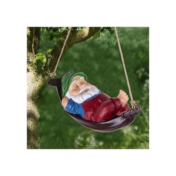 Divertida estatua colgante de gnomos de jardín hamaca de_5