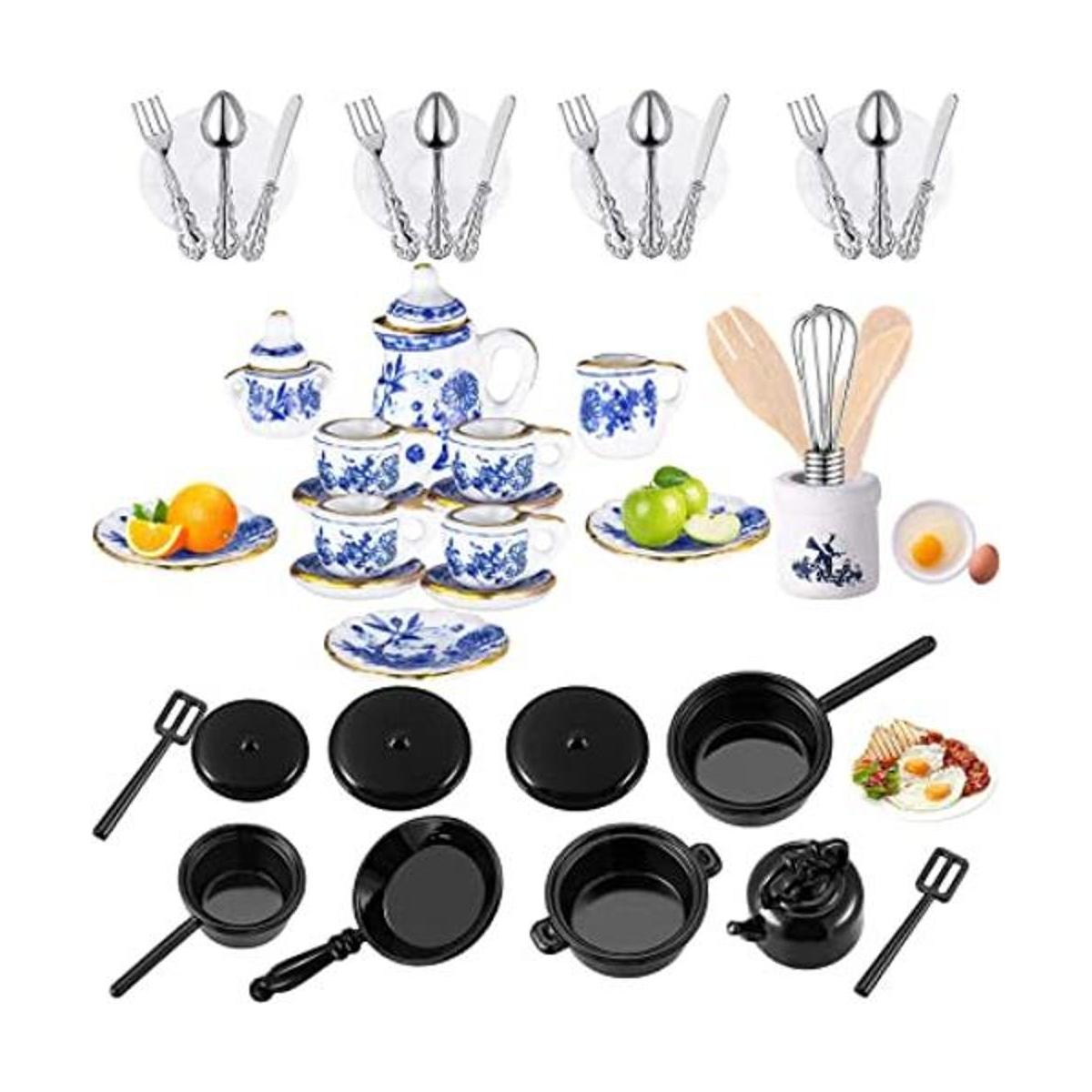 47 accesorios de cocina de casa de muñecas en miniatura