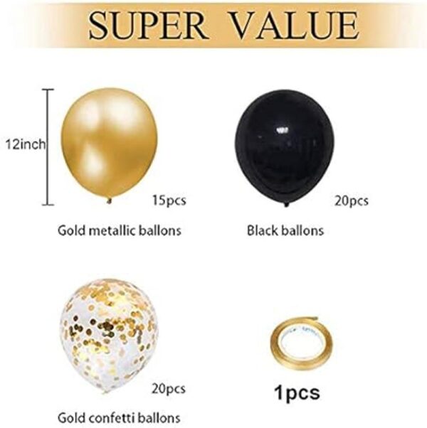 Globos de látex de confeti negro y dorado paquete de 50_2