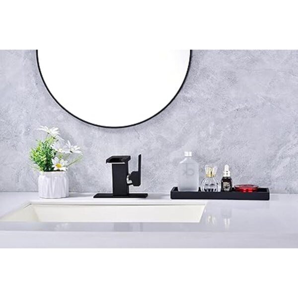 Zexzen Bathroom Vanity Tray Matte Black Resin Bathroom