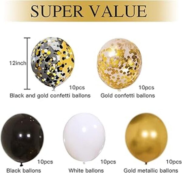Globos de confeti de Zesliwy oro negro 50 unidades_2