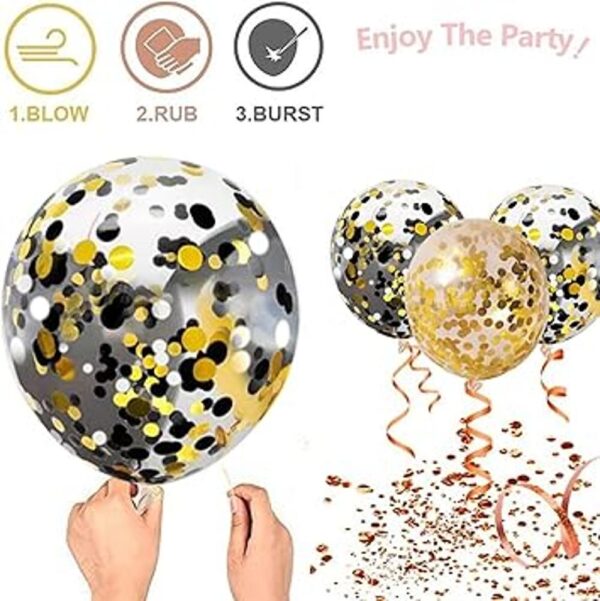 Globos de confeti de Zesliwy oro negro 50 unidades_4
