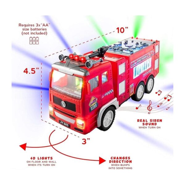 Camión de bomberos eléctrico para niños con luces 4D_4