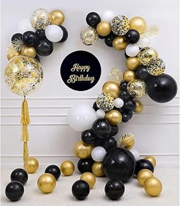Globos de confeti de Zesliwy oro negro 50 unidades_5