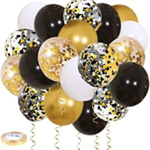 Globos de confeti de Zesliwy oro negro 50 unidades_1