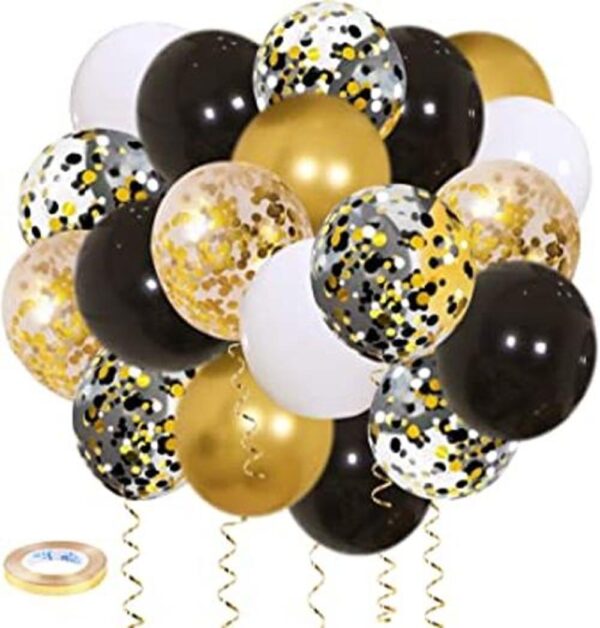 Globos de confeti de Zesliwy oro negro 50 unidades_1