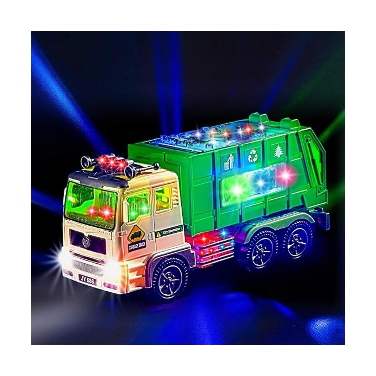 Camión de basura de juguete para niños con luces 4D y
