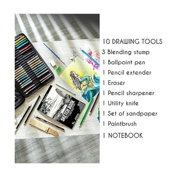 Zenacolor Juego de 74 dibujos kit de arte profesional_5