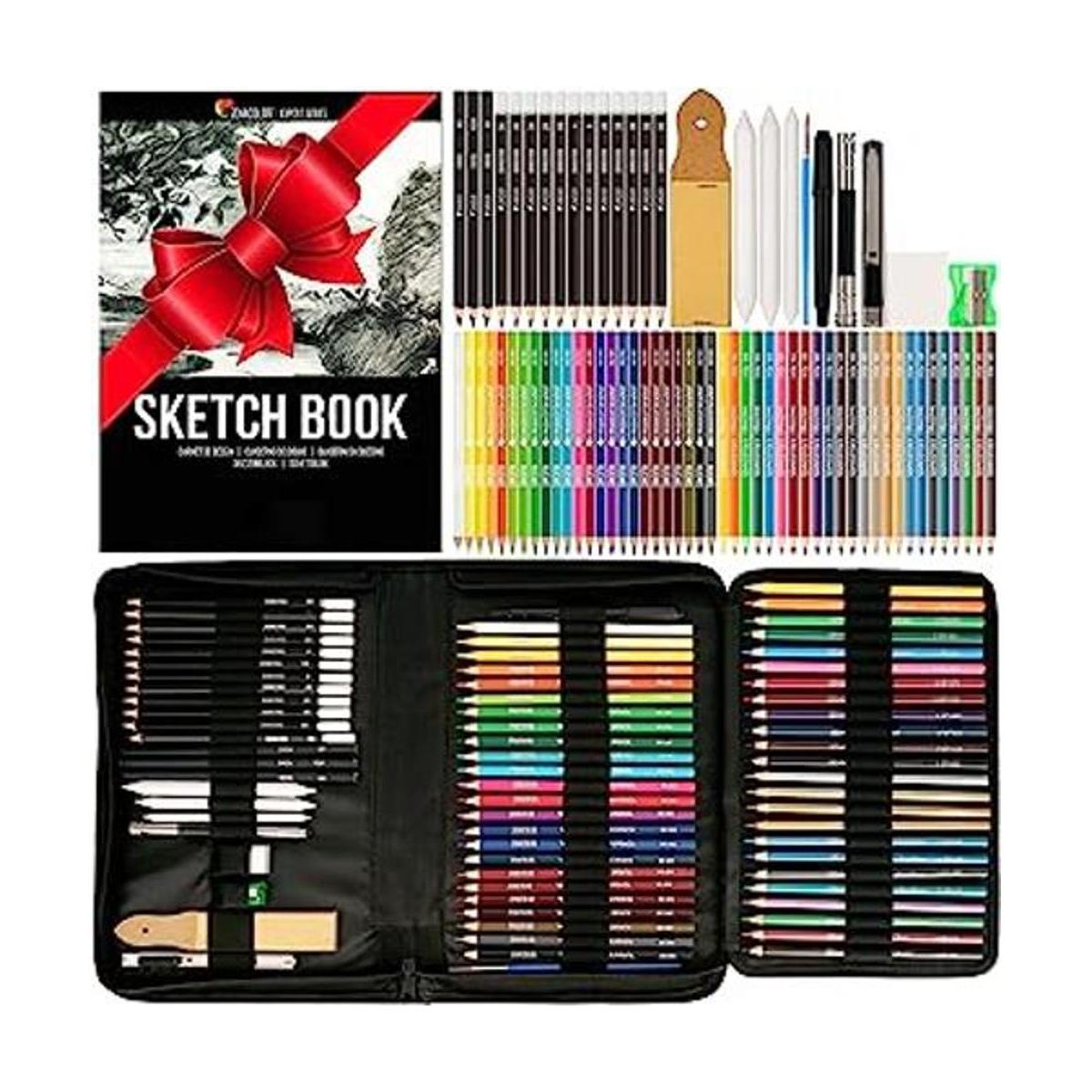 Zenacolor Juego de 74 dibujos kit de arte profesional