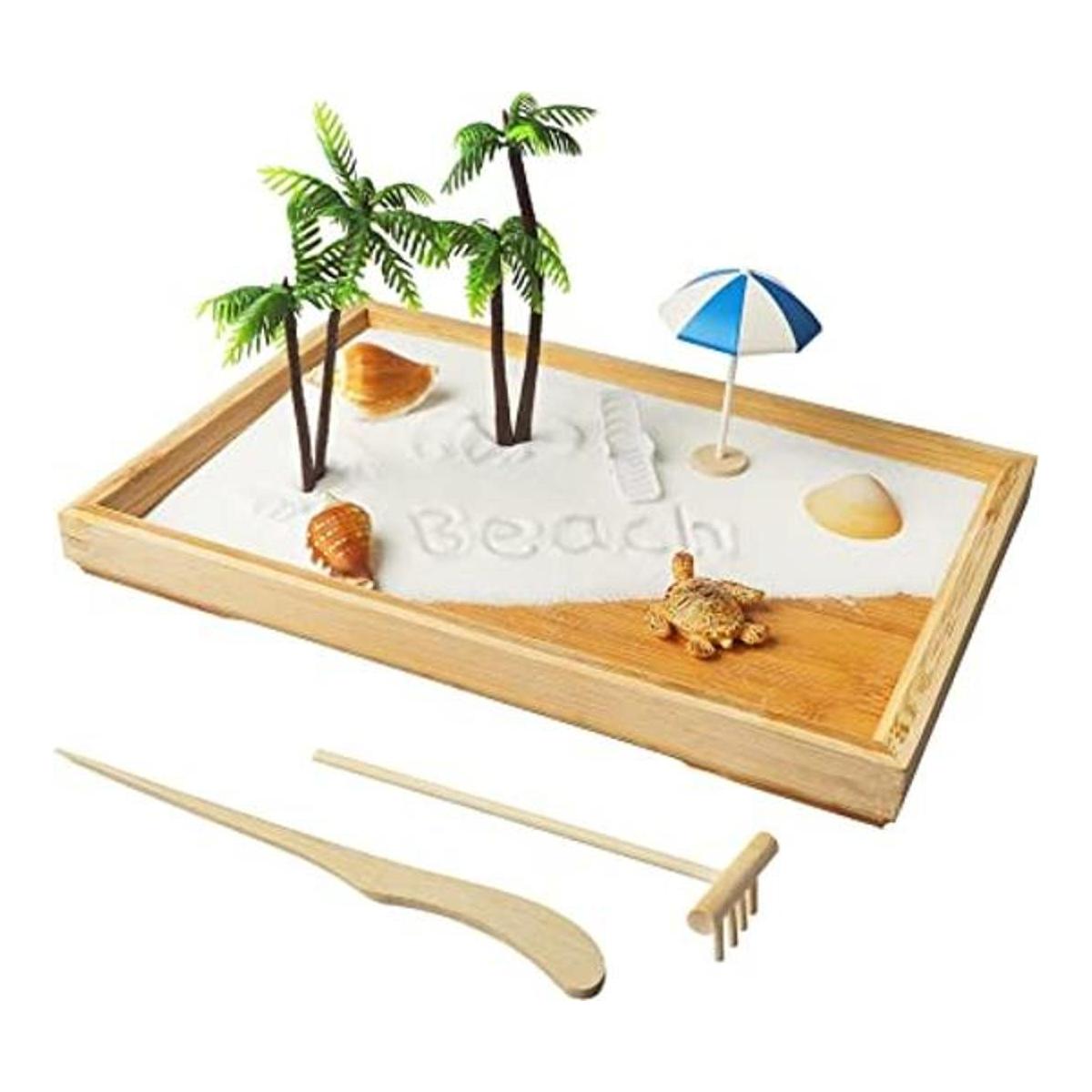 Jardín zen japonés para escritorio playa blanca de 12 x 8